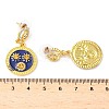 Flat Round with Flower Alloy Rhinestone Dangle Stud Earrings EJEW-M085-01G-3
