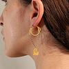 Stylish Stainless Steel Heart Pendant Hoop Earrings LI4623-1