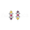 Rhombus 925 Sterling Silver Pave Colourful Cubic Zirconia Stud Earrings WGF0FD8-03-2