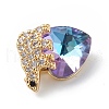 Real 18K Gold Plated Rack Plating Brass Micro Pave Clear Cubic Zirconia Pendants KK-C015-06G-03-2