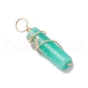Dyed Synthetic Imperial Column Copper Wire Wrapped Pendants PALLOY-JF03489-4