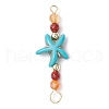 Summer Beach Dyed Synthetic Turquoise Connector Charms PALLOY-JF03746-02-3