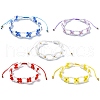Woven Glass Flower Adjustable Braided Bead Bracelets for Women BJEW-MZ00100-1