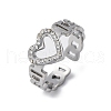 304 Stainless Steel with Rhinestone Adjustable Cuff Rings RJEW-Q020-16P-2