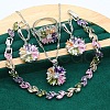 Flower Brass Pave Cubic Zirconia Pendant Necklaces & Earring & Ring & Link Bracelets Sets for Women FS-WG38B31-03-1