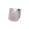 Oval Brass with Natural Rose Quartz Cuff Rings FS-WG8D200-01-2