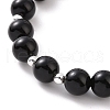 4Pcs 4 Style Natural Eyeless Obsidian & Lava Rock Beaded Bracelets Set BJEW-JB09085-3