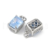 Brass Micro Pave Cubic Zirconia Charms with Glass Crystal KK-Q039-02P-2
