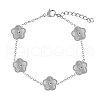 Non-Tarnish Stainless Steel Flower Link Chain Bracelet KW3287-2-1