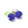 Handmade Polymer Clay Rhinestone Cherry Pendants PALLOY-JF03868-01-4