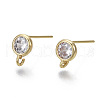 Brass Micro Clear Cubic Zirconia Stud Earring Findings KK-R132-063-NF-1