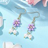 Shell Pearl Beads & Glass Seed Dangle Earrings EJEW-MZ00310-05-1