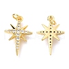Brass Micro Pave Clear Cubic Zirconia Pendants X-ZIRC-O036-38G-2