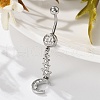 Alloy Crystal Rhinestone Dangle Curved Barbell Belly Rings AJEW-R007-04P-02-3