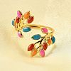 304 Stainless Steel Enamel Cuff Rings RJEW-D309-01G-5