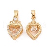 Brass Micro Pave Clear Cubic Zirconia Pendants KK-E068-VC286-1