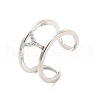 Clear Cubic Zirconia Initial Letter Open Cuff Ring RJEW-A012-01P-Y-2