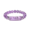 Natural Amethyst Beaded Stretch Bracelet BJEW-JB08879-05-1