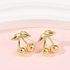 Cherry Brass Stud Earrings EJEW-F895-19G-3