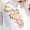 Brass Micro Pave Clear Cubic Zirconia Hoop Earrings EJEW-K300-32G-1