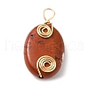 6Pcs Natural Mixed Gemstone Copper Wire Wrapped Pendants PALLOY-JF02143-2