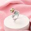 Butterfly & Windmill Enamel Rotatable Cuff Rings for Women RJEW-R005-10P-1