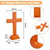 Pine Wood Cross Display Decorations AJEW-WH0083-30B-2