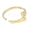 304 Stainless Steel Rhinestone Leaf Hinged Bangles for Women BJEW-C071-13G-01-4