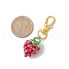 Glass Seed Beaded Strawberry Pendant Decoration HJEW-MZ00160-04-3