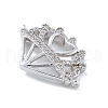 Rack Plating Brass Micro Pave Clear Cubic Zirconia Heart Crown Connector Charms KK-A234-060P-2