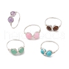 5Pcs Natural Tiger Eye & Dyed Yellow Jade & Amethyst & Green Aventurine & Synthetic Turquoise Infinity Finger Rings for Women RJEW-JR00832-01-2