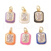 Brass Micro Pave Cubic Zirconia Enamel Charms ZIRC-C034-05G-1