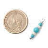 Dyed Synthetic Turquoise Round Rondelle Beaded Pendants PALLOY-JF03988-02-2