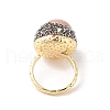 Mother's Day Jewellery Round Natural Abalone Shell & Freshwater Pearls Finger Ring RJEW-C090-03G-3