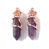 Natural Amethyst Pointed Pendants G-L524-13RG-06-1