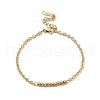 Ion Plating(IP) 304 Stainless Steel Round Beaded Link Bracelet with Oval Link Chains for Women BJEW-G667-09G-1