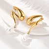 304 Stainless Steel Shell Pearl Stud Earrings for Women EJEW-U051-07G-2