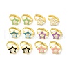 Enamel Star Hoop Earrings with Clear Cubic Zirconia EJEW-E270-02G-1