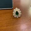 Teardrop 201 Stainless Steel with Rhinestone Finger Rings FS-WG457D4-04-1