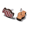 Wood Stud Earrings EJEW-XCP0001-14-3