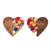 Transparent Resin & Walnut Wood Pendants RESI-TAC0017-73-A07-2