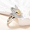 Gothic Style Brass Micro Pave Clear Cubic Zirconia Cuff Rings for Women RJEW-U051-02C-GP-3