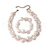 Plastic Imitation Pearl Round Beaded Necklace & Bracelets Sets FS-WG85D91-01-5
