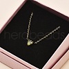 304 Stainless Steel Olive Cubic Zirconia Triangle Pendant Necklaces for Women NJEW-Z064-01G-3