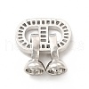Rack Plating Brass Pave Clear Cubic Zirconia Fold Over Clasps KK-G458-04P-2