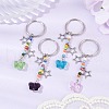 4Pcs Butterfly Glass Pendant Keychain KEYC-JKC01205-2