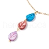 Natural Shell Leaf Pendant Necklace with 304 Stainless Steel Chains for Women NJEW-C016-09G-3