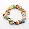 Dyed Natural Spiral Shell Stretch Bracelets BJEW-E267-01-2