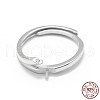 Anti-Tarnish Adjustable Rhodium Plated 925 Sterling Silver Finger Ring Components STER-L055-021P-4