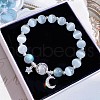 Moon Alloy Cat Eye & Natural Moonstone Round Beaded Charm Bracelets WG18D49-05-1
